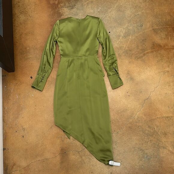 Nicholas Women's Green Josefa V-Neck Long Sleeve Midi Dress 2 - Picture 2 of 12